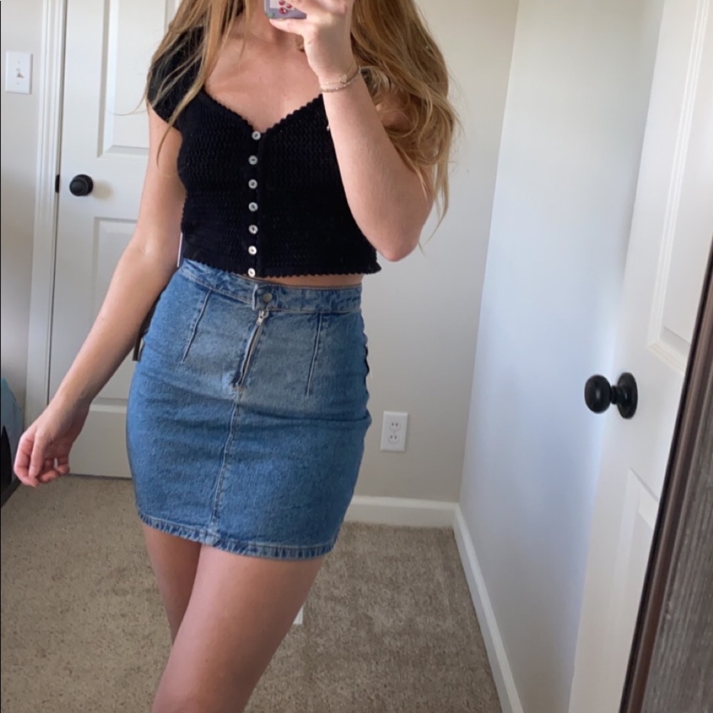 NWT Free People Mini Jean Skirt with Zippers